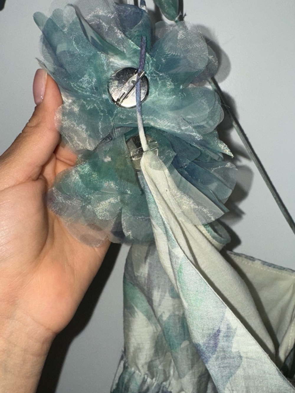 Lucy Paris Blue and Mint Floral Tiered Midi Dress - Picture 5 of 10